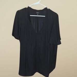torrid Black V-Neck Short Sleeve Tunic Top